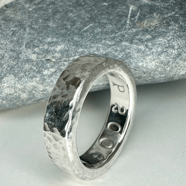 Personalised chunky silver ring