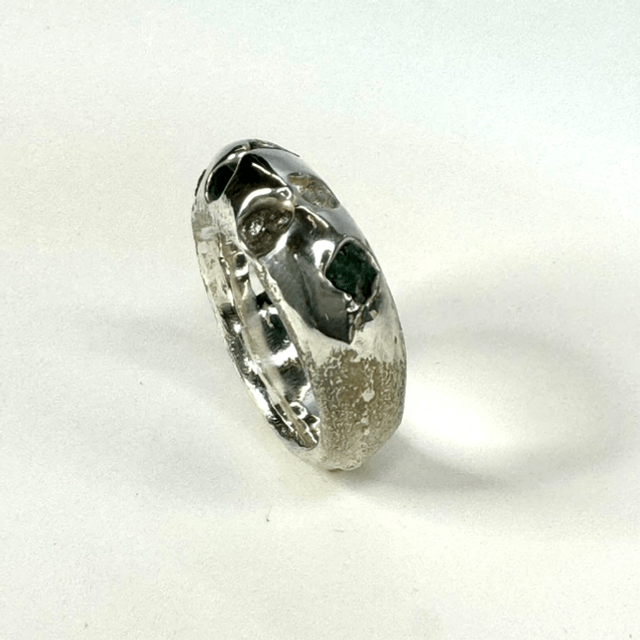 Big raw emeralds ring